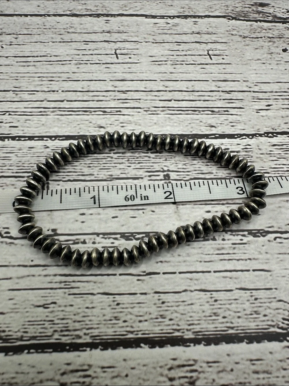 Bryannen Halwood Navajo Oxidized Handmade Silver Pearl Stretch Bracelet